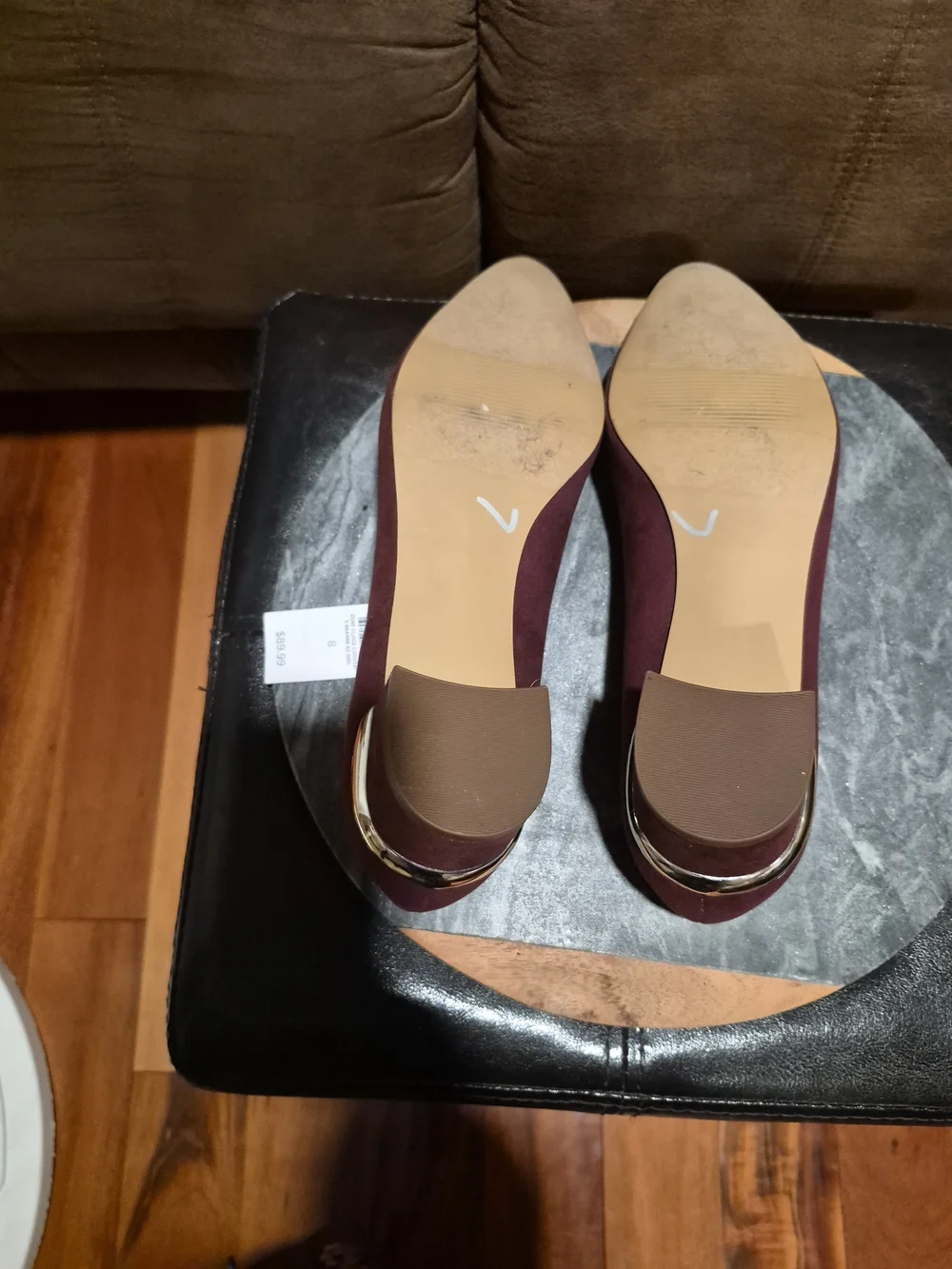 Ann Taylor Factory Women's Burgundy Textile Pointed Toe Block Heel Pumps 8